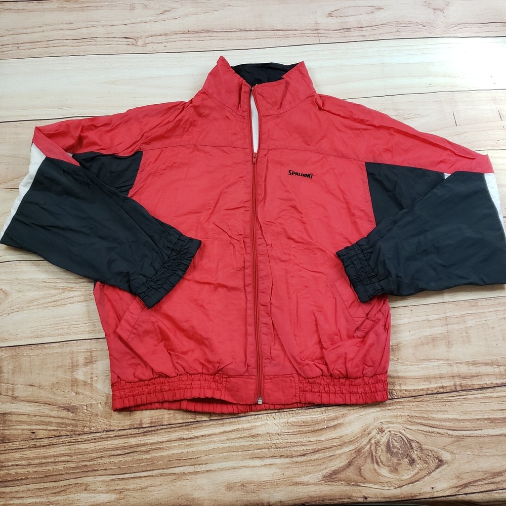 VINTAGE Spalding Jacket Extra‎ Large Red Black Windbreaker Lightweight Running *